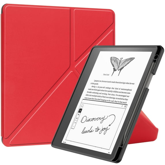 ELEHOLD Leather Case for Kindle Scribe 10.2" 2022 with Auto Wake/Sleep Function Multiple Angles Kickstand Pen Holder Full Body Protection Shockproof Anti-Scratch Case for Kindle Scribe 10.2",Red