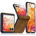 thumbnail image 1 of ELEHOLD Leather Case for Motorola Razr 2025/2024, Shockproof PU Leather Hinge Protection Cover Flip Full Body Foldable Phone Cover Built-in Front Protective Screen Protector, Brown, 1 of 6
