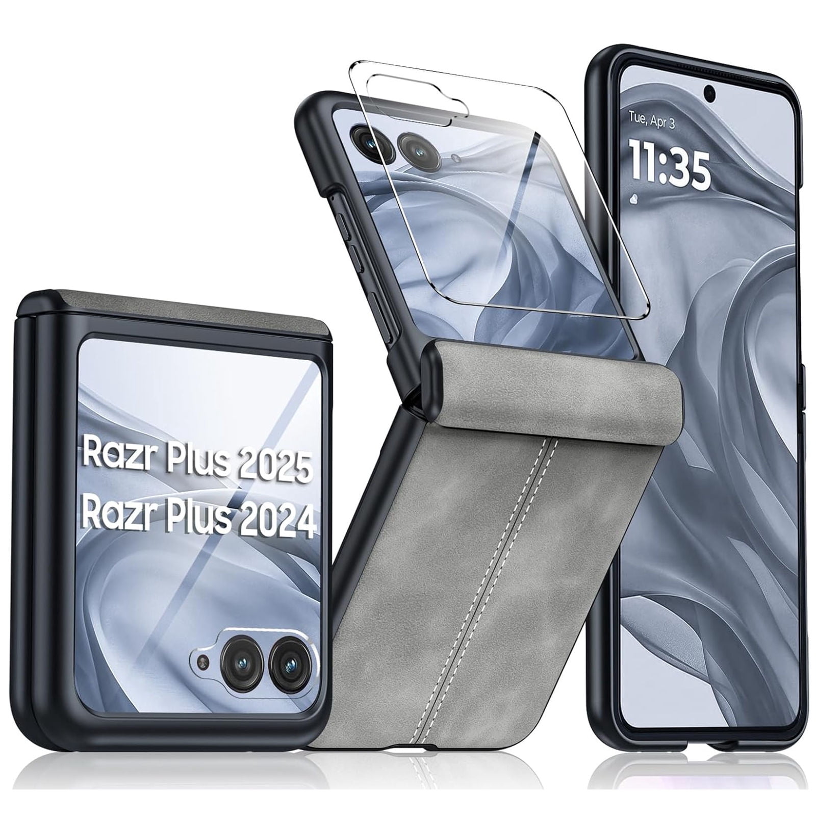 ELEHOLD Leather Case for Motorola Razr+ 2025/2024, Shockproof PU ...