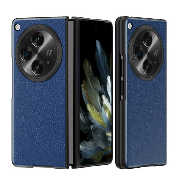 ELEHOLD Leather Case for OnePlus Open 2023,Lychee Texture Leather Hybrid PC Shockproof Protective Slim Lightweight All-inclusive Protection Cover for OnePlus Open,Blue