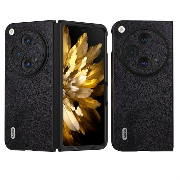 ELEHOLD Leather Case for OnePlus Open, Classic Luxury PU Leather All-Inclusive Lens Protection Ultra Thin Fit Lightweight Shockproof Protective Case for OnePlus Open,Black