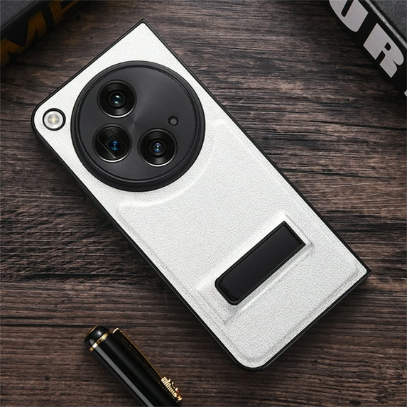 ELEHOLD Leather Case for OnePlus Open,Full Body Protection Case with Invisible Hidden Kickstand Slim Lightweight Shockproof Case for OnePlus Open,White