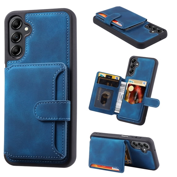 ELEHOLD Leather Case for Samsung Galaxy A34 5G Wallet Card Holders Magnetic Clasp Stand Function Full Body Shockproof Protection for Samsung A34 5G,Blue