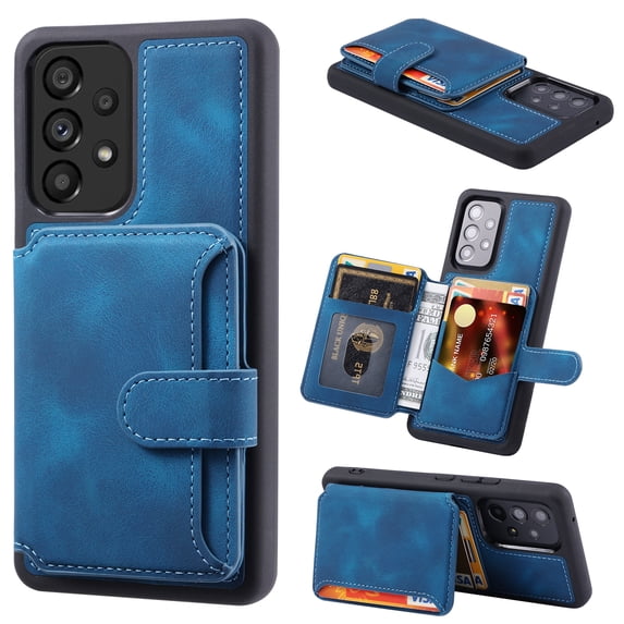 ELEHOLD Leather Case for Samsung Galaxy A53 5G Wallet Card Holders Magnetic Clasp Stand Function Full Body Shockproof Protection for Samsung A53 5G,Blue