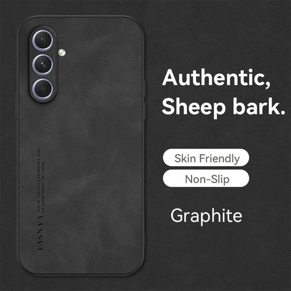 ELEHOLD Leather Case for Samsung Galaxy A54 5G,Luxury Sheepskin Comfortable Grip All-inclusive Lens Protection Soft Edge Shockproof Slim Case for Samsung A54 5G,Black