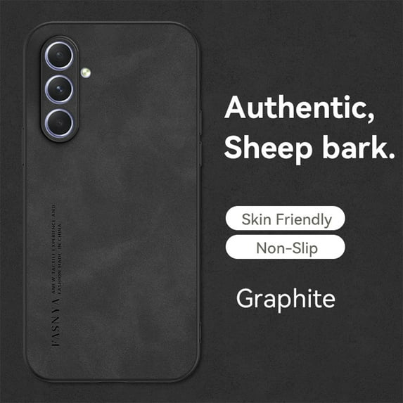 ELEHOLD Leather Case for Samsung Galaxy A54 5G,Luxury Sheepskin Comfortable Grip All-inclusive Lens Protection Soft Edge Shockproof Slim Case for Samsung A54 5G,Black