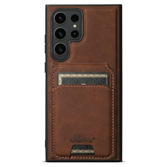 ELEHOLD Leather Case for Samsung Galaxy Note 20 Premium Lychee Texture Leather Case with Detachable Magnetic Card Holder Compatible with MagSafe Charging Luxury Shockproof Case ,brown