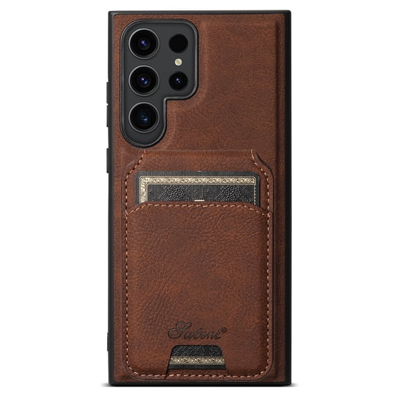 ELEHOLD Leather Case for Samsung Galaxy Note 20 Ultra Premium Lychee Texture Leather Case with Detachable Magnetic Card Holder Compatible with MagSafe Charging Luxury Shockproof Case ,brown