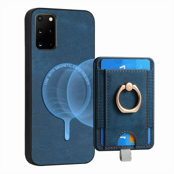 ELEHOLD Leather Case for Samsung Galaxy S20 FE Magnetic Detachable Card Holder Magnetic 2 in 1 Wallet Case with Ring Holder Kickstand Compatible with Mag Safe Shockproof Cover,blue