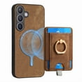 thumbnail image 1 of ELEHOLD Leather Case for Samsung Galaxy S23 Plus Magnetic Detachable Card Holder Magnetic 2 in 1 Wallet Case with Ring Holder Kickstand Compatible with Mag Safe Shockproof Cover,brown, 1 of 8