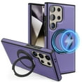 thumbnail image 1 of ELEHOLD Leather Case for Samsung Galaxy S23 Plus,Strong Magnetic Compatible with Mag Safe 360 Rotation Ring Kickstand Function Anti-Scratches Protective Case for Samsung Galaxy S23 Plus,Purple, 1 of 9