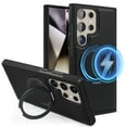 thumbnail image 1 of ELEHOLD Leather Case for Samsung Galaxy S23 Plus,Strong Magnetic Compatible with Mag Safe 360 Rotation Ring Kickstand Function Anti-Scratches Protective Case for Samsung Galaxy S23 Plus,Black, 1 of 9