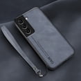 thumbnail image 1 of ELEHOLD Leather Case for Samsung Galaxy S23, Skin-Friendly Premium Leather Lens Protection with Wrist Strap Compatible with Magnetic Car Mount Shockproof Case,Blue, 1 of 5