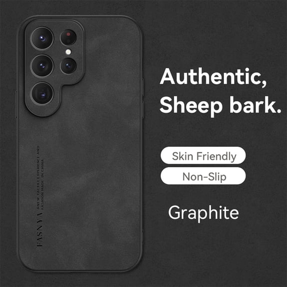 ELEHOLD Leather Case for Samsung Galaxy S23 Ultra 6.8",Luxury Sheepskin Comfortable Grip All-inclusive Lens Protection Soft Edge Shockproof Slim Case for Samsung S23 Ultra,Black