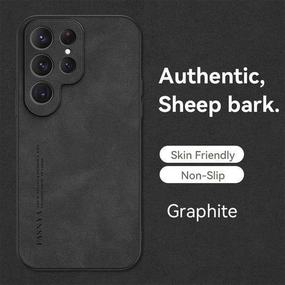 ELEHOLD Leather Case for Samsung Galaxy S23 Ultra 6.8",Luxury Sheepskin Comfortable Grip All-inclusive Lens Protection Soft Edge Shockproof Slim Case for Samsung S23 Ultra,Black