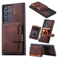 thumbnail image 1 of ELEHOLD Leather Case for Samsung Galaxy S23 Ultra Wallet Card Holders Magnetic Clasp Stand Function Full Body Shockproof Protection for Samsung S23 Ultra 6.8 inch, Brown, 1 of 5