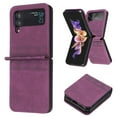 thumbnail image 1 of ELEHOLD Leather Case for Samsung Galaxy Z Flip3,Shockproof Premium PU Leather Emboosed Pattern Slim Lightweight Anti-Scratch Case Cover for Samsung Z Flip3,Darkpurple, 1 of 8