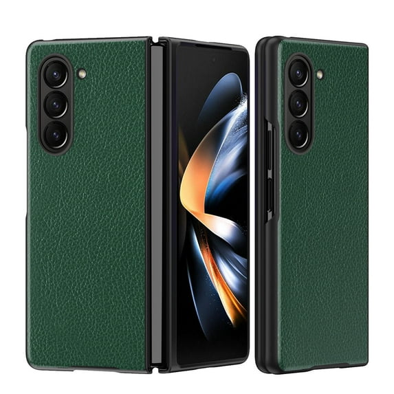 ELEHOLD Leather Case for Samsung Galaxy Z Fold 5 2023,Lychee Texture Leather Full Body Protective Hybrid PC Shockproof Slim All-inclusive Protecition Cover for Samsung Z Fold 5, Green