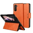 thumbnail image 1 of ELEHOLD Leather Case for Samsung Galaxy Z Fold 5 Premium PU Leather  Case Full Body All-Inclusive Protection Flip Case Magnetic Closure  Shockproof Cover for Samsung Z Fold 5 for Men Women,Orange, 1 of 6