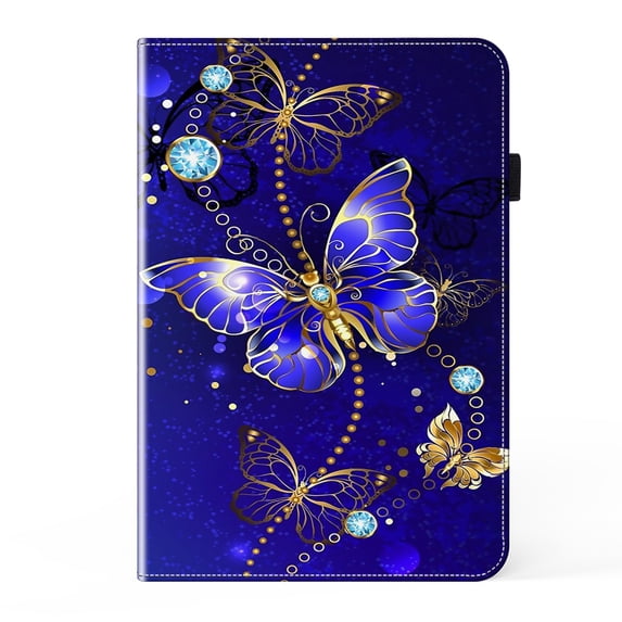ELEHOLD Leather Case for Samsung Tab A7 10.4 (2020) Flip Folio Case with Card Holders Anti-Slip Strip Kickstand Function Full Protective Shockproof Case,Butterfly