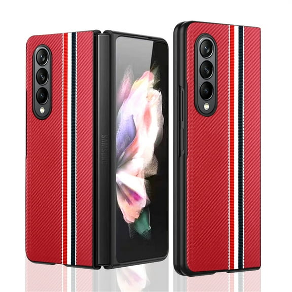 ELEHOLD Leather Case for Samsung Galaxy Z Fold 4,Slim Thin Stylish Design Shockproof Hard PC Anti-Scratch Phone Case Cover,Red