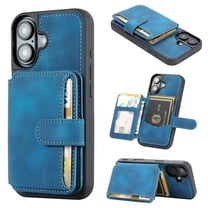 ELEHOLD Leather Case for iPhone 17 Wallet Card Holders Magnetic Clasp Stand Function Full Body Shockproof Protection for iPhone 17 ,Blue