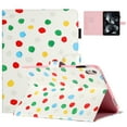 thumbnail image 1 of ELEHOLD Leather Case for iPad 10th Gen 10.9" 2022, Cute Point Pattern with Card Slots Auto Wake/Sleep Function Cover Kickstand Magnetic Clasp Shockproof Protective Case, White +Colorful, 1 of 8