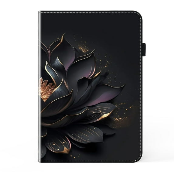 ELEHOLD Leather Case for iPad 6th/5th Generation/Pro 9.7" Flip Folio Case with Card Holders Anti-Slip Strip Kickstand Function Full Protective Shockproof Case,Lotus