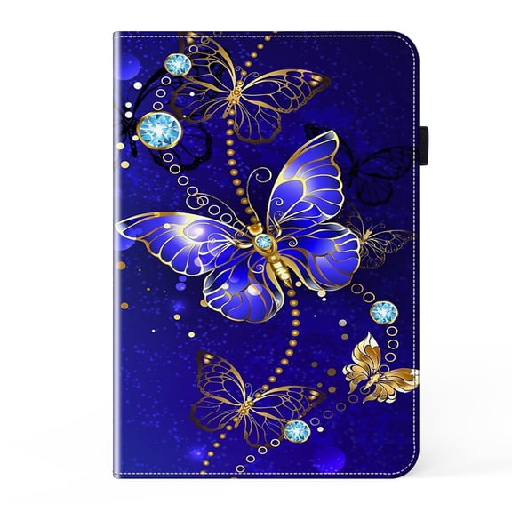 ELEHOLD Leather Case for iPad Pro 12.9 2022/2021/2020/2018 Flip Folio Case with Card Holders Anti-Slip Strip Kickstand Function Full Protective Shockproof Case,Butterfly