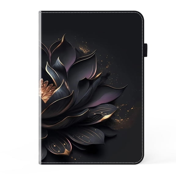 ELEHOLD Leather Case for iPad Pro 12.9 2022/2021/2020/2018 Flip Folio Case with Card Holders Anti-Slip Strip Kickstand Function Full Protective Shockproof Case,Lotus
