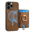 thumbnail image 1 of ELEHOLD Leather Case for iPhone 12 Pro Magnetic Detachable Card Holder Magnetic 2 in 1 Wallet Case with Ring Holder Kickstand Compatible with Mag Safe Shockproof Cover,brown, 1 of 8