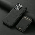 thumbnail image 1 of ELEHOLD Leather Case for iPhone 12 Pro / 12 Premium Lychee Texture Leather Case with Detachable Magnetic Card Holder Compatible with MagSafe Charging Shockproof Case for iPhone 12 Pro / 12 6.1",black, 1 of 8