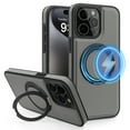 thumbnail image 1 of ELEHOLD Leather Case for iPhone 13 Pro Max,Strong Magnetic Compatible with Mag Safe 360 Rotation Ring Kickstand Function Anti-Scratches Protective Case for iPhone 13 Pro Max,Gray, 1 of 9