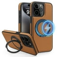 thumbnail image 1 of ELEHOLD Leather Case for iPhone 13 Pro Max,Strong Magnetic Compatible with Mag Safe 360 Rotation Ring Kickstand Function Anti-Scratches Protective Case for iPhone 13 Pro Max,Brown, 1 of 9
