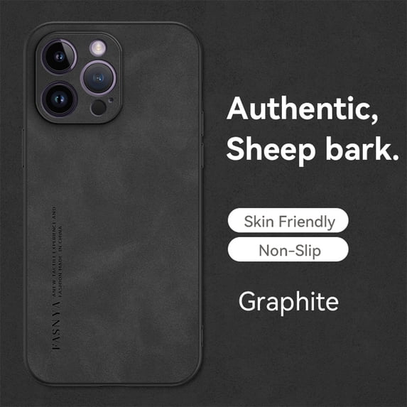 ELEHOLD Leather Case for iPhone 14 Pro Max 6.7",Luxury Sheepskin Comfortable Grip All-inclusive Lens Protection Soft Edge Shockproof Slim Case for iPhone 14 Pro Max,Black