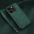 thumbnail image 1 of ELEHOLD Leather Case for iPhone 14 Pro Max 6.7", Skin-Friendly Premium Leather Lens Protection with Wrist Strap Compatible with Magnetic Car Mount Shockproof Case,Darkgreen, 1 of 5