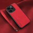 thumbnail image 1 of ELEHOLD Leather Case for iPhone 14 Pro Max 6.7", Skin-Friendly Premium Leather Lens Protection with Wrist Strap Compatible with Magnetic Car Mount Shockproof Case,Red, 1 of 5