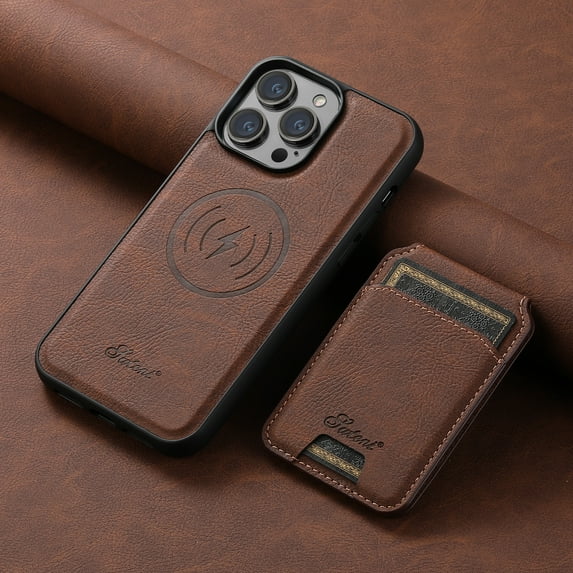 ELEHOLD Leather Case for iPhone 14 Pro Premium Lychee Texture Leather Case with Detachable Magnetic Card Holder Compatible with MagSafe Charging Luxury Shockproof Case for iPhone 14 Pro,brown