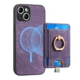thumbnail image 1 of ELEHOLD Leather Case for iPhone 15 Plus Magnetic Detachable Card Holder Magnetic 2 in 1 Wallet Case with Ring Holder Kickstand Compatible with Mag Safe Shockproof Cover,purple, 1 of 8