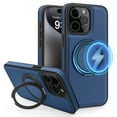 thumbnail image 1 of ELEHOLD Leather Case for iPhone 15 Pro Max,Strong Magnetic Compatible with Mag Safe 360 Rotation Ring Kickstand Function Anti-Scratches Protective Case for iPhone 15 Pro Max,Blue, 1 of 9