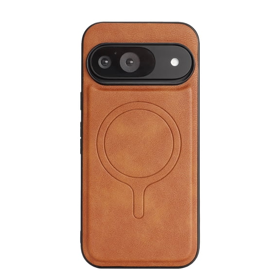 ELEHOLD Leather Magnetic Case For Google Pixel 10 /10 Pro,Compatible with Mag-Safe Accessories Shockproof Slim Protective Phone Cover For Google Pixel 10 /10 Pro,Brown
