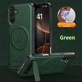 thumbnail image 1 of ELEHOLD Leather Magnetic Case For Samsung Galaxy A16 5G, Stand Anti-Fingerprint Wireless Charging Shockproof Leather Stand Magnetic Case Cover For Samsung Galaxy A16 5G,Green, 1 of 4