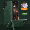 thumbnail image 1 of ELEHOLD Leather Magnetic Case For Samsung Galaxy S23 Ultra, Stand Anti-Fingerprint Wireless Charging Shockproof Leather Stand Magnetic Case Cover For Samsung Galaxy S23 Ultra,Green, 1 of 4
