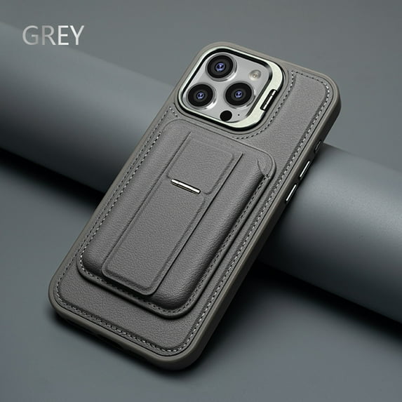 ELEHOLD Leather Magnetic Wallet Case for iPhone 13 Pro , Detachable Magnetic Card Holder Flip Kickstand Cover Anti-Scratch Shockproof Faux Leather Wallet Case Wireless Charging ,Gray
