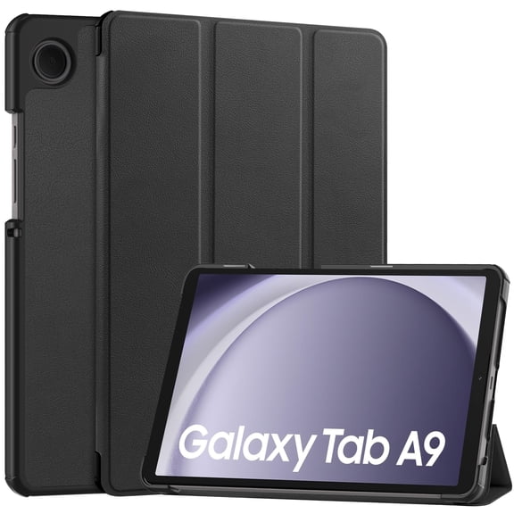 ELEHOLD Leather Protective Case for Samsung Galaxy Tab A9 2023 Adjustable Kickstand Magnetic Trifold Folio Slim Shockproof Case for Samsung Galaxy Tab A9 8.7 Inch Tablet,Black