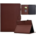 thumbnail image 1 of ELEHOLD Leather Wallet Case For Amazon Kindle Paperwhite 5 (11th Generation) 2021 Fiber Pattern Lightweight Folio Stand Cover, Auto Sleep&Week Function, Full Body Protection, Brown, 1 of 9