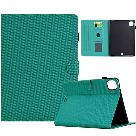ELEHOLD Leather Wallet Case For Apple iPad 10th Gen 2022 Fiber Pattern Lightweight Folio Stand Cover, Auto Sleep&Week Function, Full Body Protection, Cyan