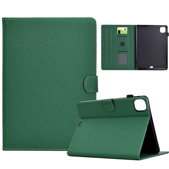ELEHOLD Leather Wallet Case For Apple iPad 10th Gen 2022 Fiber Pattern Lightweight Folio Stand Cover, Auto Sleep&Week Function, Full Body Protection, Green