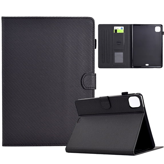 ELEHOLD Leather Wallet Case For Apple iPad 10th Gen 2022 Fiber Pattern Lightweight Folio Stand Cover, Auto Sleep&Week Function, Full Body Protection, Black