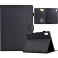 thumbnail image 1 of ELEHOLD Leather Wallet Case For Lenovo Tab M9 2023 Fiber Pattern Lightweight Folio Stand Cover, Auto Sleep&Week Function, Full Body Protection, Black, 1 of 10